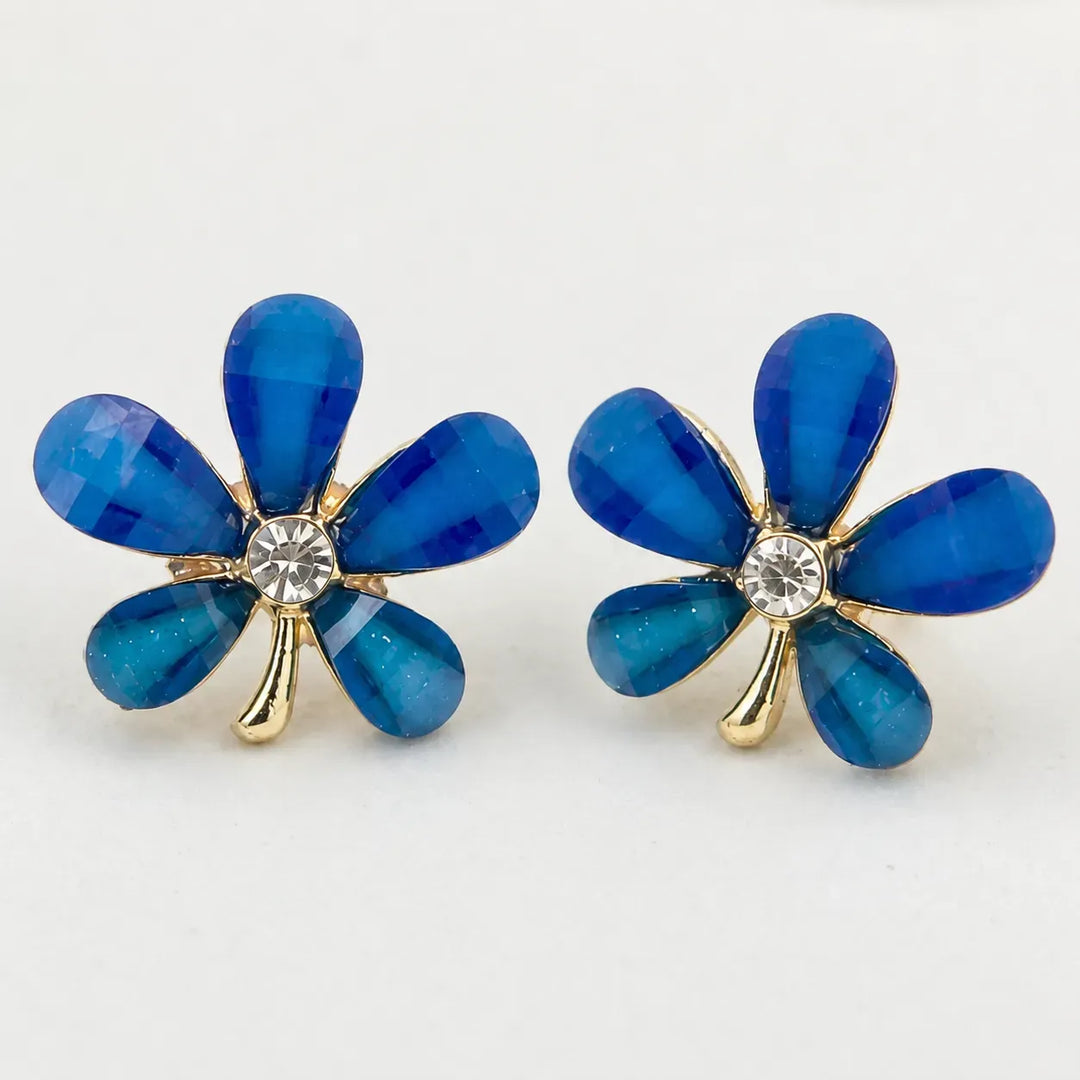 Blue Bloom Cat-Eye Stud Earrings