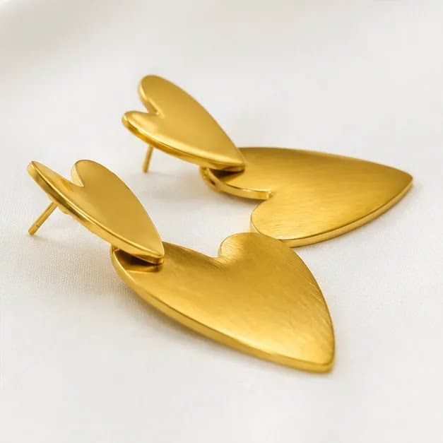 Matte Heart Cascade Earrings