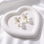 Load image into Gallery viewer, Pearl Drop Flower Stud Earrings
