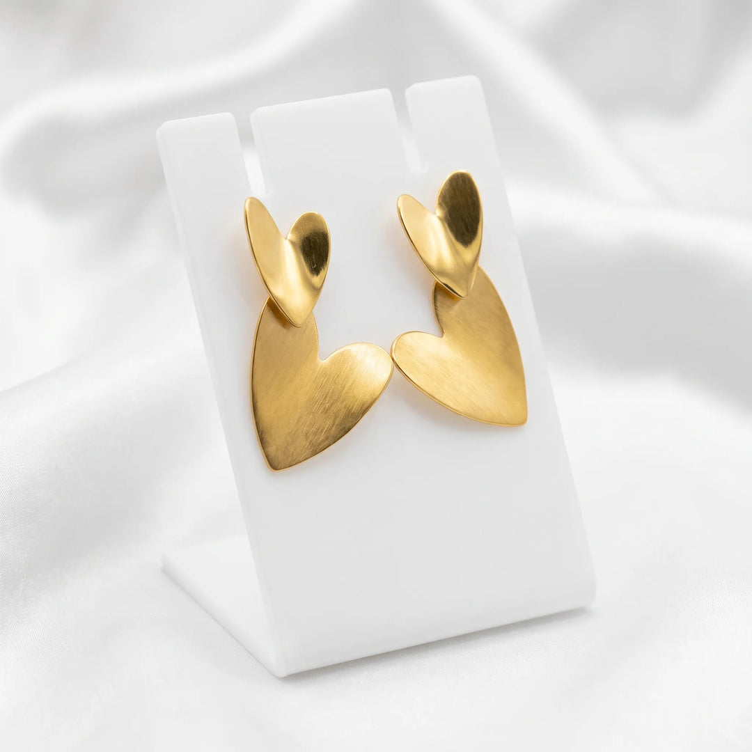 Matte Heart Cascade Earrings