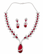 Load image into Gallery viewer, Ruvique Ruby Cascade AD CZ Necklace Set
