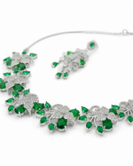 Load image into Gallery viewer, Ruvique Emerald Floral Vine AD CZ Necklace Set
