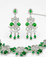 Load image into Gallery viewer, Ruvique Emerald Floral Vine AD CZ Necklace Set
