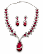 Load image into Gallery viewer, Ruvique Ruby Cascade AD CZ Necklace Set
