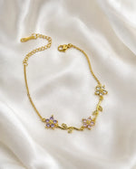 Load image into Gallery viewer, Gold Triple Flower Vine CZ Bracelet
