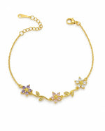 Load image into Gallery viewer, Gold Triple Flower Vine CZ Bracelet
