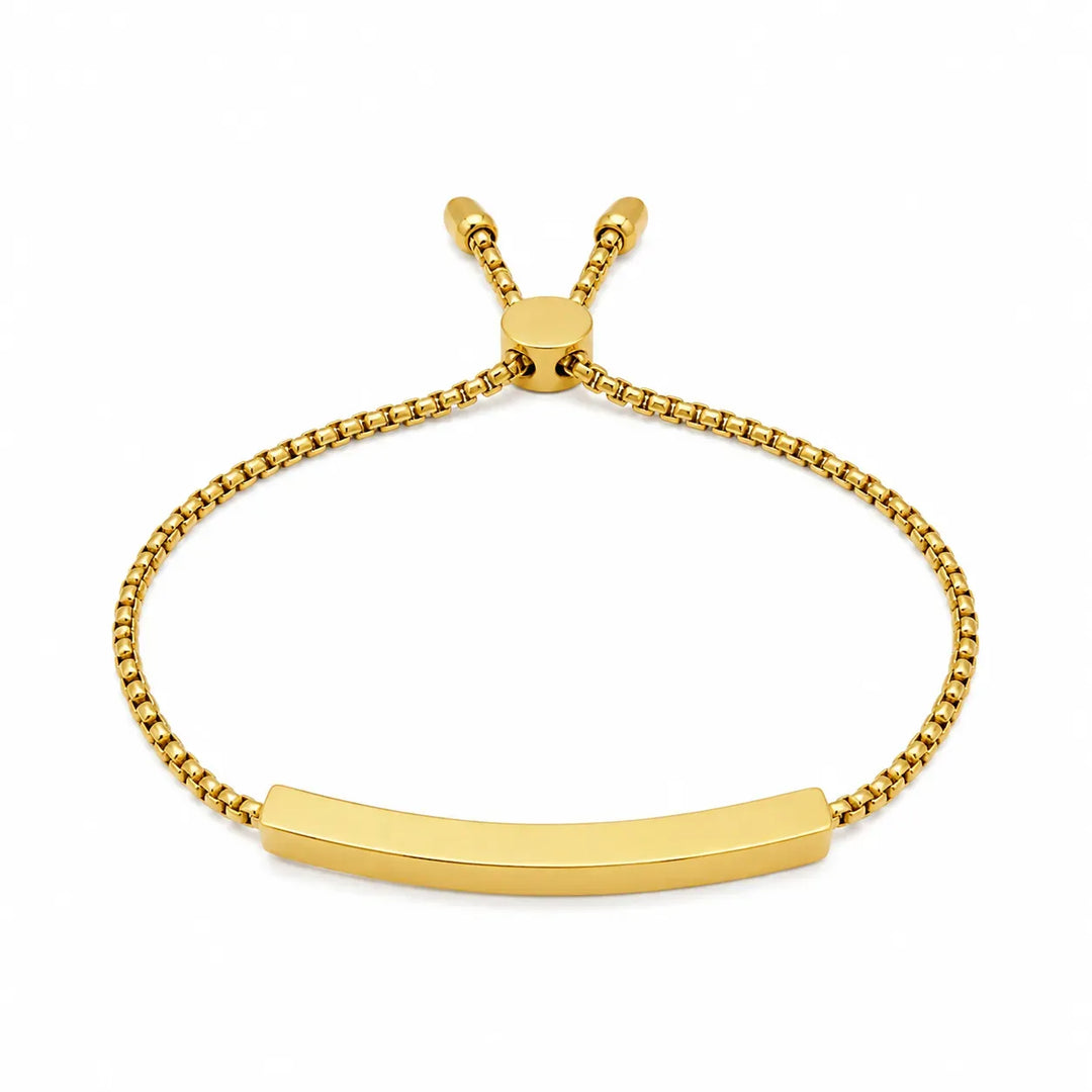 Gold Pave CZ Bar Adjustable Bracelet