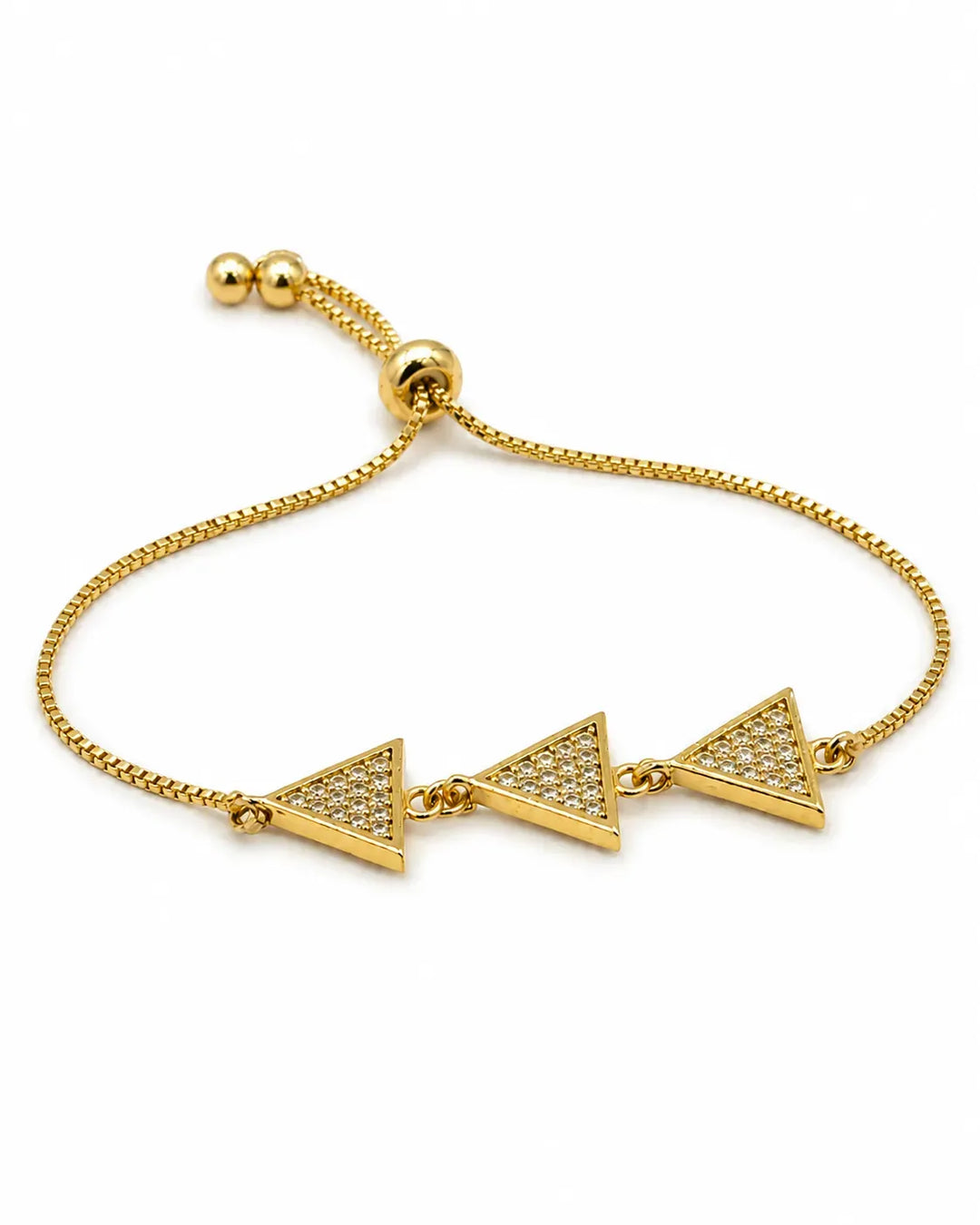 Gold Pave Triangle Charm Adjustable Bracelet