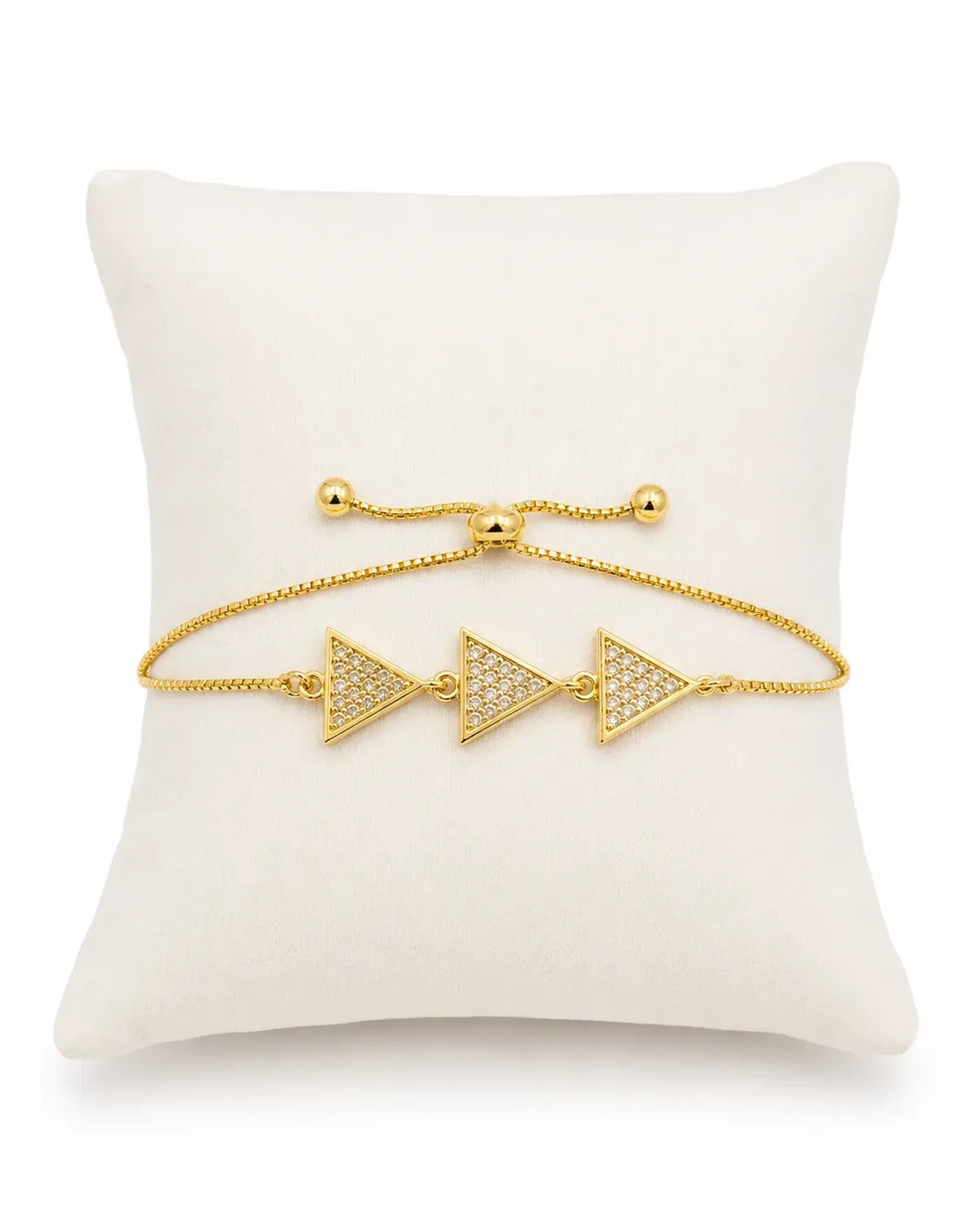 Gold Pave Triangle Charm Adjustable Bracelet