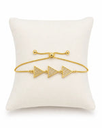 Load image into Gallery viewer, Gold Pave Triangle Charm Adjustable Bracelet
