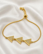 Load image into Gallery viewer, Gold Pave Triangle Charm Adjustable Bracelet
