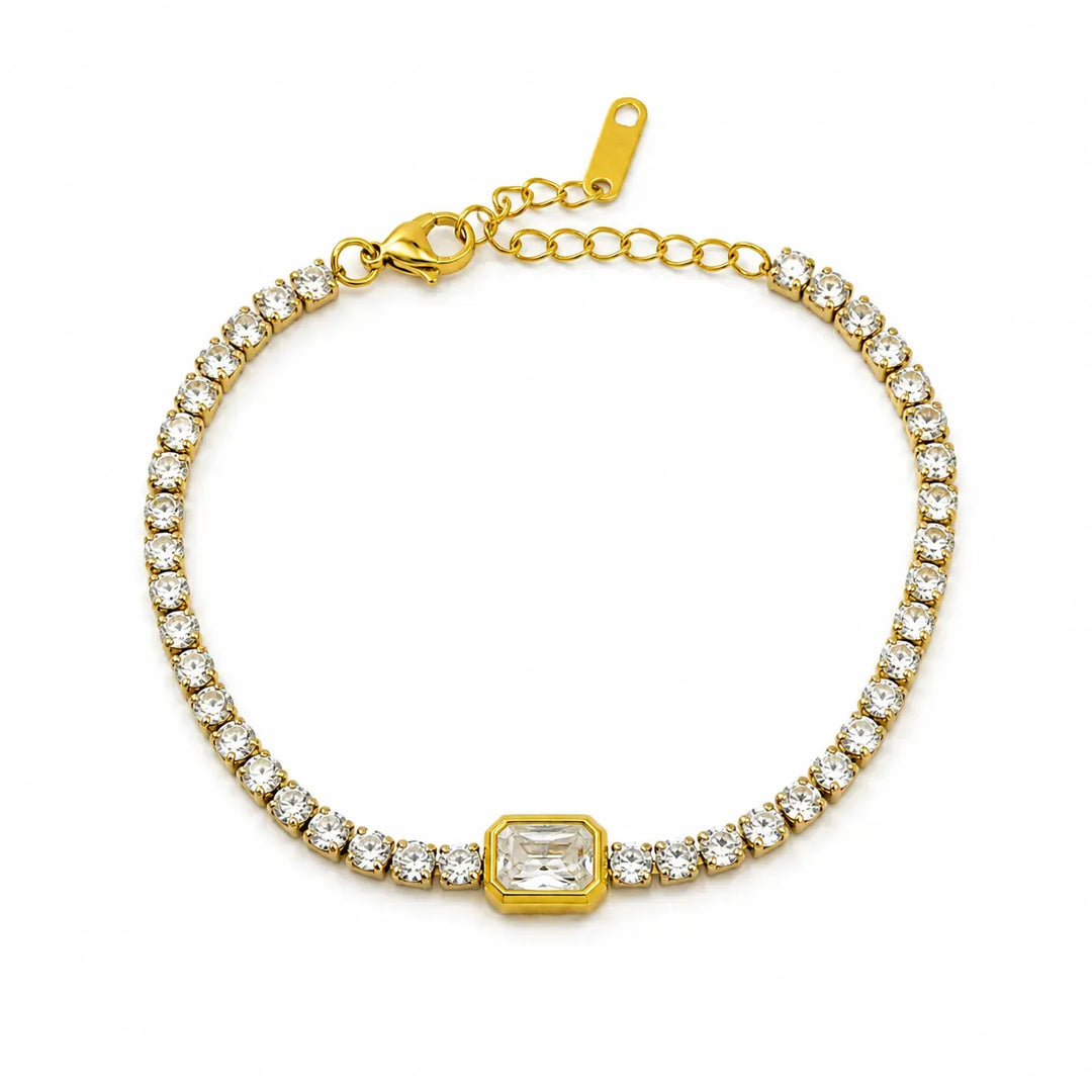 Crystal Tennis Bracelet with Solitaire CZ Centre