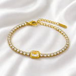 Load image into Gallery viewer, Crystal Tennis Bracelet with Solitaire CZ Centre
