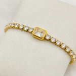 Load image into Gallery viewer, Crystal Tennis Bracelet with Solitaire CZ Centre
