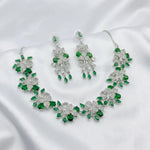Load image into Gallery viewer, Ruvique Emerald Floral Vine AD CZ Necklace Set
