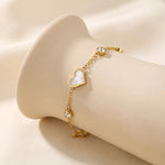 Load image into Gallery viewer, Gold Shell Heart Charm CZ Bracelet
