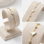 Load image into Gallery viewer, Gold Shell Heart Charm CZ Bracelet
