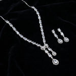 Load image into Gallery viewer, Crystal Baguette Teardrop Halo Necklace Set
