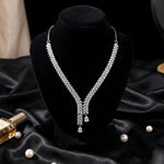 Load image into Gallery viewer, Silver Crystal Leaf Cascade Jewellery Set
