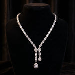 Load image into Gallery viewer, Crystal Baguette Teardrop Halo Necklace Set
