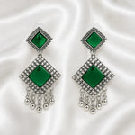 Load image into Gallery viewer, Emerald Filigree Square Jhumka Earrings

