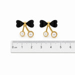 Load image into Gallery viewer, Black Bow Pearl Cherry Earrings
