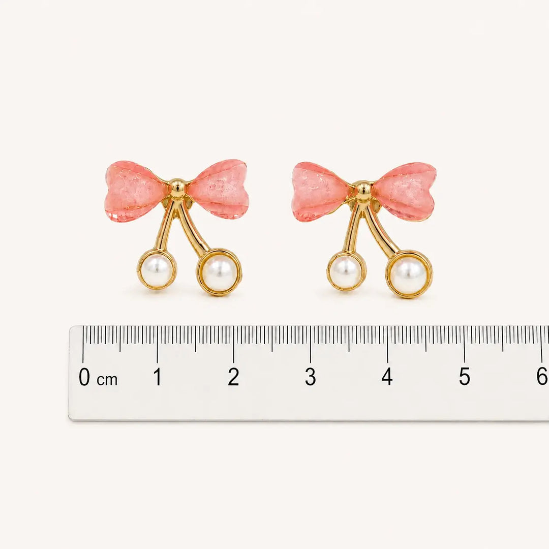 Cherry Blossom Pearl Bow Earrings