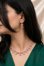 Load image into Gallery viewer, AD Blush Pink Square Stone Necklace Set
