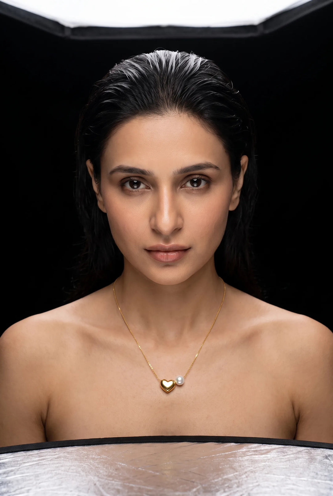 Golden Heart Pearl Necklace
