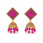 Load image into Gallery viewer, Pink Square Jhumka Earrings
