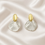 Load image into Gallery viewer, Silver Etched Petal Drop Earrings
