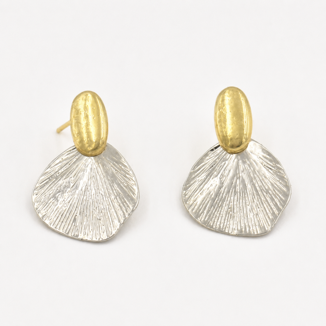 Silver Etched Petal Drop Earrings