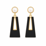 Load image into Gallery viewer, Black Trapeze Pearl Drop Earrings
