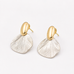 Load image into Gallery viewer, Silver Etched Petal Drop Earrings
