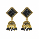 Load image into Gallery viewer, Black Square Jhumka Earrings
