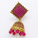 Load image into Gallery viewer, Pink Square Jhumka Earrings

