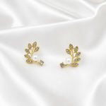 Load image into Gallery viewer, Pearl Leaf Climber Earrings
