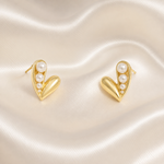 Load image into Gallery viewer, Gold Heart Pearl Cascade Stud Earrings
