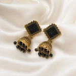 Load image into Gallery viewer, Black Square Jhumka Earrings
