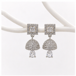 Load image into Gallery viewer, American Diamond Halo Jhumka Earrings
