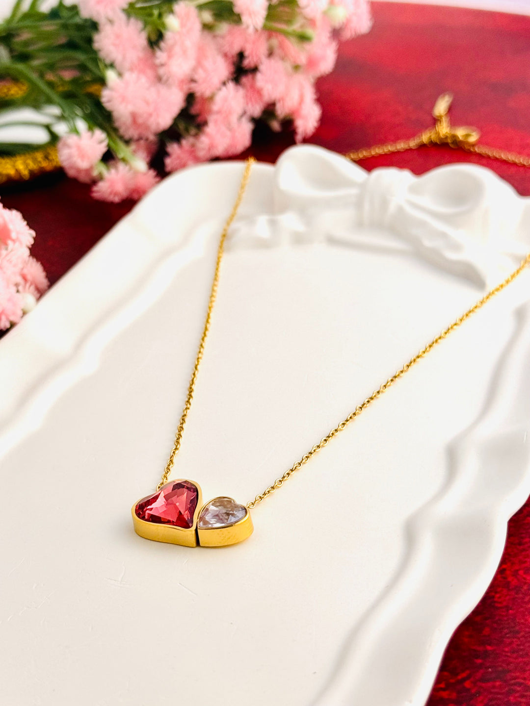 Ruvique Ruby Heart Duo Necklace