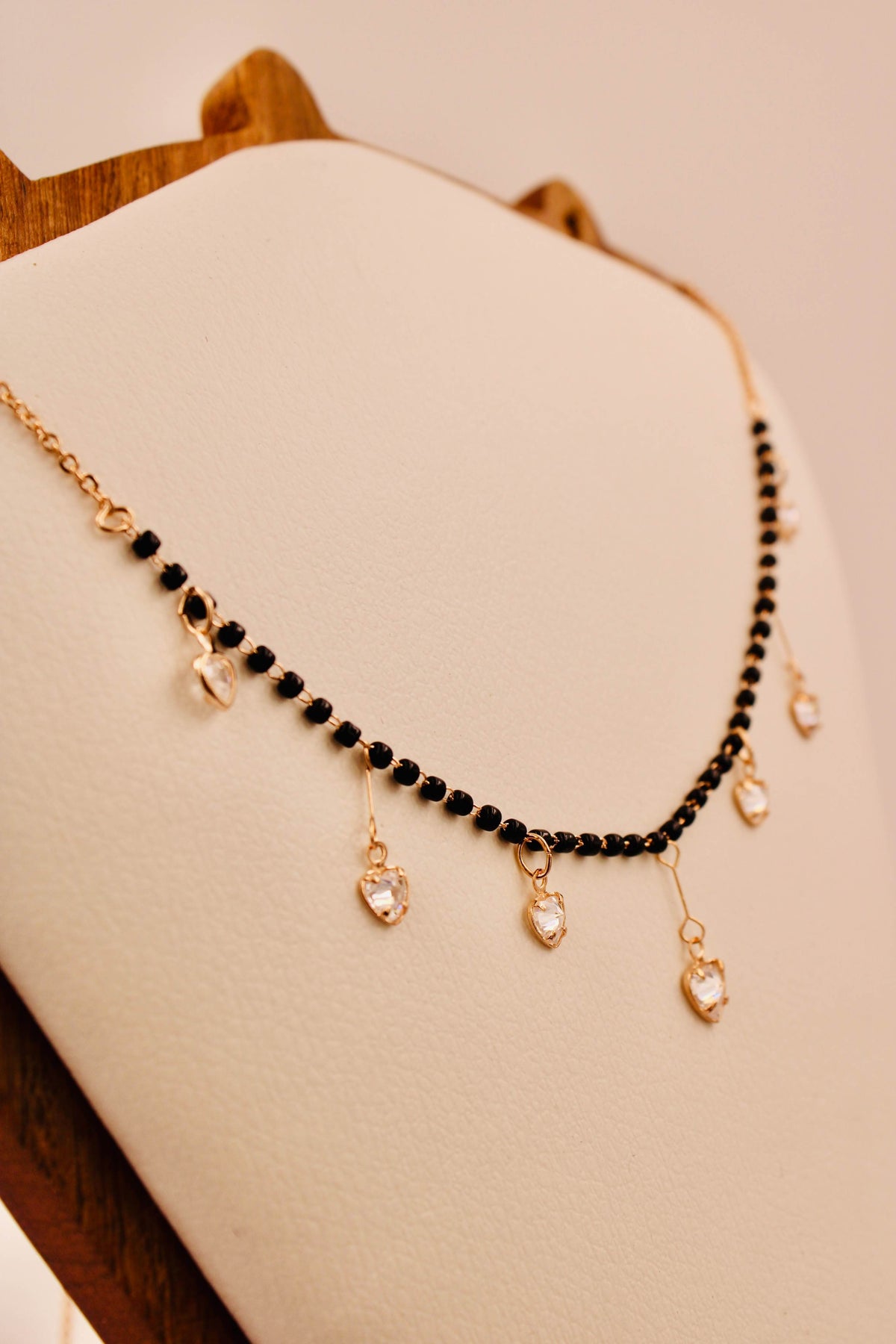 Ruvique rose gold cupid bead mangalsutra choker