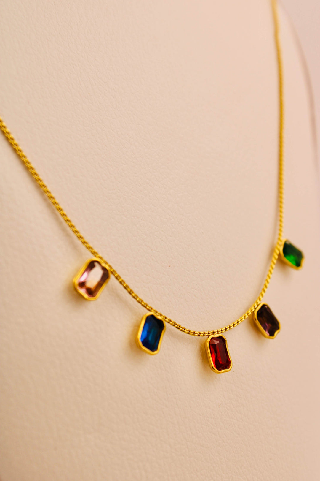 Multicolor Diamond Glow Chain Necklace