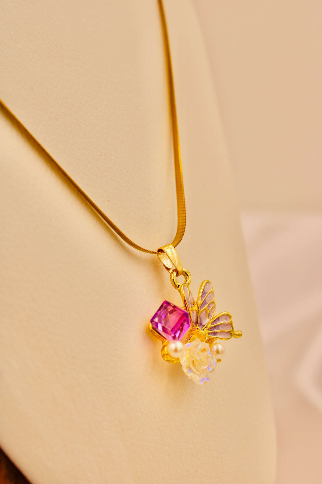 Violet Butterfly Pendant Necklace