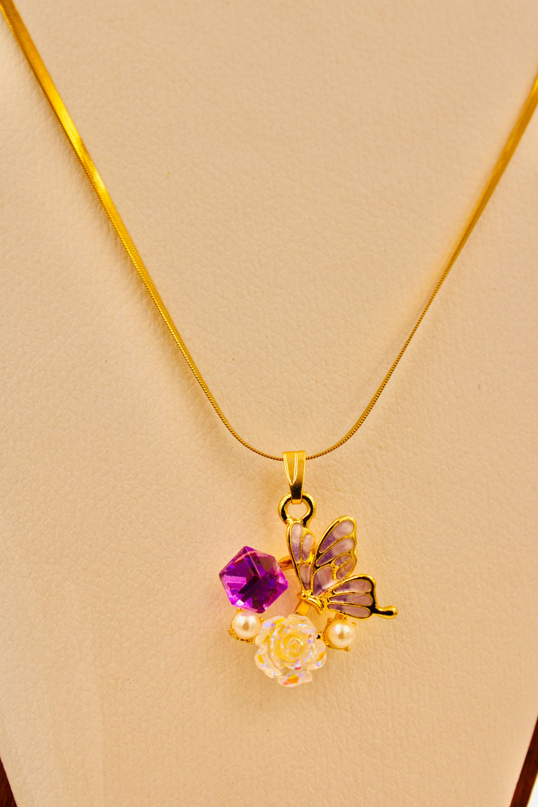 Violet Butterfly Pendant Necklace