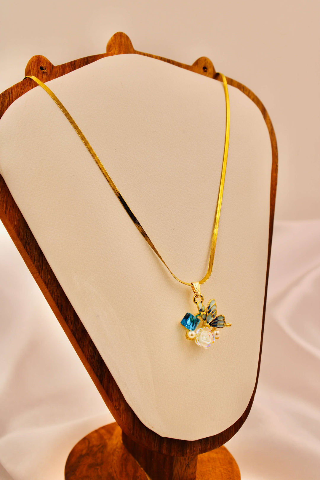 Rosa Blue Butterfly Pendant Necklace