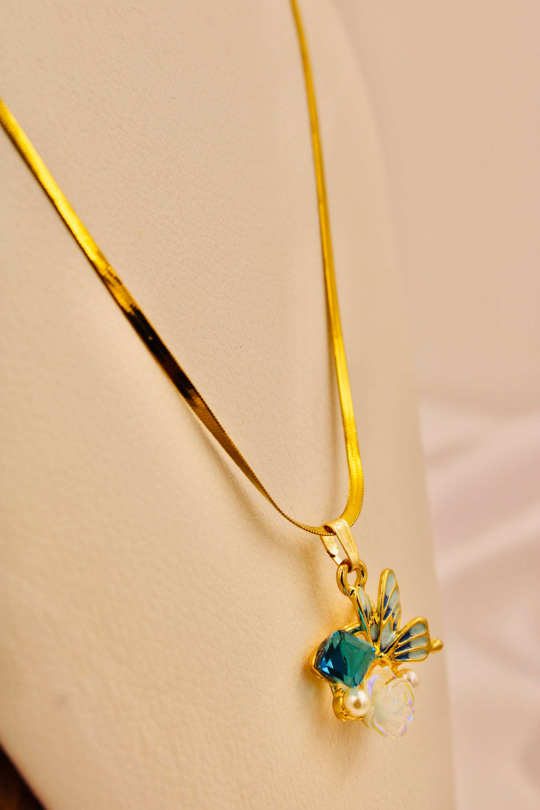 Rosa Blue Butterfly Pendant Necklace