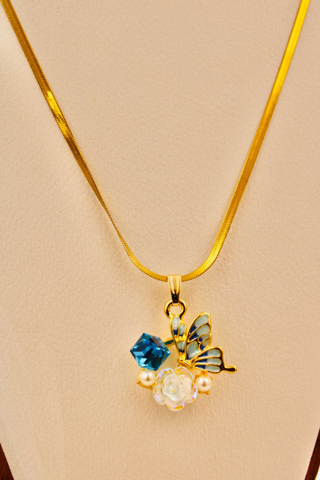 Rosa Blue Butterfly Pendant Necklace