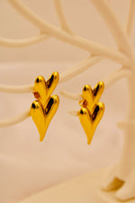 Load image into Gallery viewer, Stacked Heart Gold Earrings
