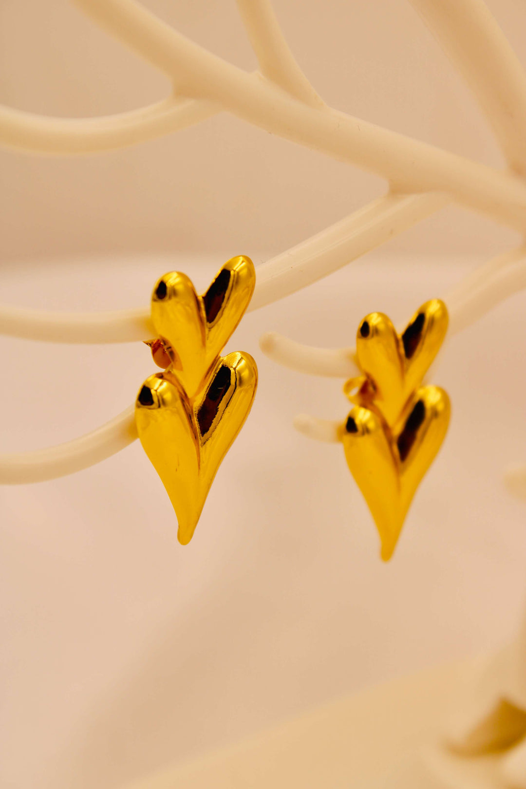 Stacked Heart Gold Earrings
